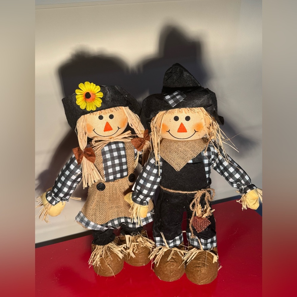 Charming Scarecrow Couple with Black and Brown Accents